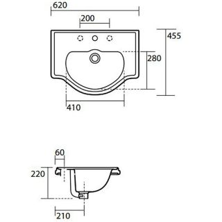 Раковина Kerasan Retro 103001*3 белая 62 см